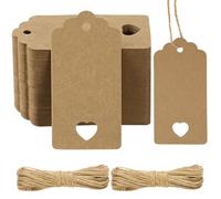 Flintronic 120 Piezas Etiquetas de Papel Kraft, 9 x 4.5 cm Etiquetas de Regalo con 2 * 10M Cuerda de Yute, Etiquet-as de Precio Marrón, para Manualidades, Navidad, Cumpleaños (Marrón)