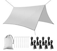 Flintronic 1PCS Toldo Camping Impermeable 3M*3M, Toldo de Refugio Impermeable, con 8 Cuerdas + 8 Clavos de Tierra + Bolsa de Guarda, para Camping, Senderismo, Mochila (Blanco)