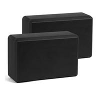 Flintronic 2 Bloques de Yoga, Espuma de Eva Antideslizante de Alta Densidad, Firme y Ligero, Soporte de Yoga Resistente para Pilates, Ejercicio, Entrenamiento, Fitness y Gimnasio (Negro)