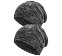flintronic 2 Pcs Gorros de Punto Pare Hombre Mujer, Delgado Gorro Slouch Beanie, Multifuncional Transpirable Skull Cap para Running, Ciclismo, Ropa de Calle, Quimioterapia Oncologico, Gris Oscuro