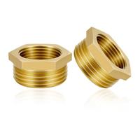 Flintronic 2 Piezas Acoplamiento Reductor Laton, 1/2" a 3/4" BSP Rosca Latón Buje Hexagonal Conector Reductor, Rosca Macho a Boquilla de Rosca Hembra, Accesorio de Rosca para Tuberías de Agua