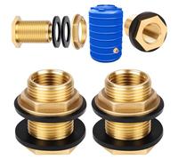 Flintronic 2 Piezas Conector De Tanque De Agua De Latón, 1" a 3/4" Latón Racor Deposito, Kit De Conector De Tope De Agua, con 4 negro juntas, para tanques, tanques y barriles de agua