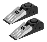 Flintronic 2 Piezas Topes para Puertas Con Alarma de 120 dB, en Forma de Cuña de Acero Inoxidable - Seguridad para el Hogar, Hotel, Viajes y Protección Personal