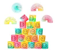 flintronic 24PCS Mini Juguetes de Muelle de Arco Iris,Círculo del Arco Iris de la Sonrisa,Mini Resortes Mágicos,con 10 Pegatinas de Unicornio,Regalo de Fiesta Niños,Rellenos de Calcetín de Navidad