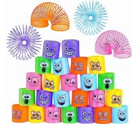flintronic 24PCS Mini Juguetes de Resorte, Círculo de Arcoíris Sonriente, Mini Resorte Mágico, Recuerdo de Fiesta para Niños, Relleno de Calcetín de Navidad