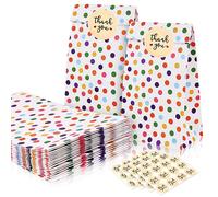 Flintronic 25PCS Bolsa de Regalo, Bolsa de Papel Ondulado, con Lindas Pegatinas, Bolsas de Fiesta para Fiestas Infantiles, Cumpleaños, Navidad（Lunares）