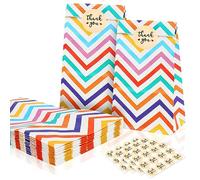 Flintronic 25PCS Bolsa de Regalo, Bolsa de Papel Ondulado, con Lindas Pegatinas, Bolsas de Fiesta para Fiestas Infantiles, Cumpleaños, Navidad