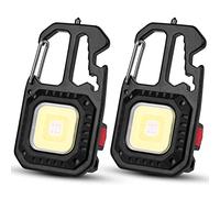flintronic 2PC Linterna Pequeña COB, 800 Lúmenes Linterna LED Recargable, Luz de Trabajo Multifuncional, Luces LED Portátil para Pesca, Senderismo, Camping, Reparación de Exterior.(Negro)