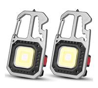 Flintronic 2PC Linterna Pequeña COB, 800 Lúmenes Linterna LED Recargable, Portátil Luz Luces LED de Trabajo Multifuncional, para Pesca, Senderismo, Camping, Reparación de Exterior(Plata)