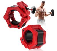 flintronic 2PCS Abrazaderas de Barra Olímpica, Abrazaderas de Barra de Liberación Rápida de 50 mm, Pinzas para Levantamiento de Pesas, para Levantamiento de Pesas Entrenamiento (Rojo)