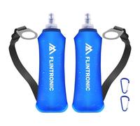 Flintronic 2PCS Botella Plegable BPA Free, 250ML Azul, Botella de Hidratación con Bandolera y Mosquetón, para Correr, Trail Running, Ciclismo y Senderismo