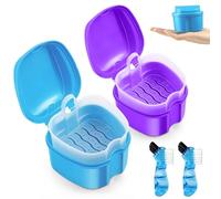 Flintronic 2PCS Caja de Prótesis con Colador, Caja Ferula Dental, caja de Baño de Dentadura Dental, cubierta Portátil para caja para Dentaduras para Guardar y Limpiar Dientes Postizos