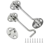 flintronic 2PCS Cerraduras de Gancho para Puerta de Granero, Gancho para Puerta y Pestillo de ojo, Ganchos de Cabina y Pestillo de ojo, para Baño, Ventana, Acero Inoxidable, Plata (6 Pulgadas)