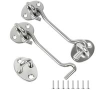 flintronic 2PCS Cerraduras de Gancho para Puerta de Granero, Gancho para Puerta y Pestillo de ojo, Ganchos de Cabina y Pestillo de ojo, para Baño, Ventana, Acero Inoxidable, Plata (8 Pulgadas)