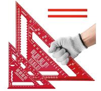 Flintronic 2PCS Escuadra Carpintero, Escuadra Combinada 300mm/180mm, Multifuncional Regla Triangular Métrica de Aluminio, Metalicas Carpintero, para Carpinteros, Techadores e Ingenieros