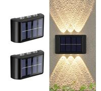 flintronic 2PCS Lámpara de Pared Solar para Exterior, Iluminación 6 LED para Exterior, Impermeable, Inalámbrica, para Porche, Camino, Garaje, Blanco Cálido