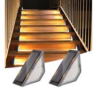 flintronic 2PCS Luz de Escalera para Exterior, IP65 Impermeable Luces Solares para Exterior, Blanco Cálido 3000K Luz Lámpara Solar, Escalera iluminación LED para Jardín, Patio, Blanco Cálido