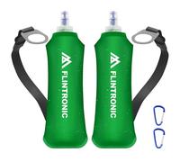 flintronic 2PCS Soft Flask, 250ml Botella Plegable BPA FREE, Botella de Hidratación con Bandolera y Mosquetón, Botella de Hidratación Running para Correr, Trail Running, Ciclismo y Senderismo Verde
