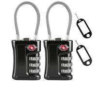 Flintronic 2pcs TSA Candados De Equipaje, Candado Maleta Viaje, 3-Dígitos Candados Numerico De Código, Candados Antirrobo De Seguridad, Para Maleta De Viaje, Casillero, Mochila (Negro)
