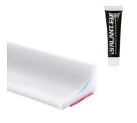 flintronic 3 M Blanca Barrera de Ducha Y Sistema de Retención, Embellecedor Copete Encimera Cocina, Umbralducha Plegable, Umbral Plegable de Silicona para Platos de Ducha Con 20g de pegamento