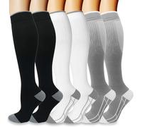 flintronic 3 Pares Calcetines de Compresion, Calcetines Compresion Running 15-20mmHg, Medias de compresion para Enfermera, Atletismo, Running, Ciclismo, Viajar 14-19in