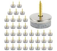 Flintronic 38 Piezas Protectores Patas Sillas Fieltro, Deslizadores de Fieltro con Mejorado Tornillos, 22 MM Redondo Almohadillas de Fielt-ro Tornillo, con Fielt-ro Grosor Y Borde De Metal, Gris