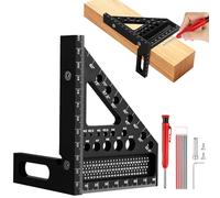 Flintronic 3D Multiángulo Escuadra Carpintero, 22.5-90°Transportador De Angulos Aleación De Aluminio, 120mm Herramientas de Carpintería Precisas, Regla Triangular de Inglete para Carpintero Ingeniero