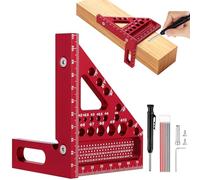 Flintronic 3D Multiángulo Escuadra Carpintero, 22.5-90°Transportador De Angulos Aleación De Aluminio, 110mm Herramientas de Carpintería Precisas, Regla Triangular de Inglete para Carpintero Ingeniero