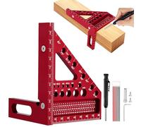 Flintronic 3D Multiángulo Escuadra Carpintero, 22.5-90°Transportador De Angulos Aleación De Aluminio, 120mm Herramientas de Carpintería Precisas, Regla Triangular de Inglete para Carpintero Ingeniero
