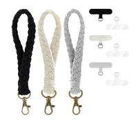 flintronic 3PC Cordón Correa para Teléfono Móvil Universal, Llavero Cordónde Trenza para la Muñeca con Cierre Giratorio, Compatible la Mayoría de las Fundas de Teléfono,con Llavero y 3 Parche