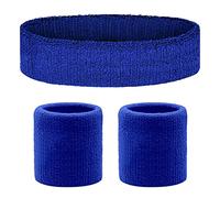 Flintronic 3PCS Muñequeras Deportivas para Hombre y Mujer, Diadema Deportiva, Suave y Gruesa para Baloncesto, Gimnasio, Gimnasia, Tenis, Fútbol (Azul)