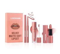Flintronic 3Piezas Pintalabios Mate de Larga Duración,Labial Líquido, Barras de Labios Lipstick Impermeable Kit, Sin Transferencia, Infaillible Matte Resistance