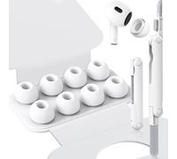flintronic 4 Pares de Almohadillas de Repuesto para Air/Pods Pro 3, 4 Pares Almohadillas Air/pods Pro Air/pods Pro 3, 3 in 1 Kit de Limpieza, Tapones de Silicona de Almacenamiento Portátil, Estuche