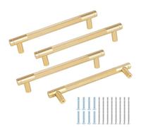 flintronic 4 Piezas Tiradores Armarios Dorados, 128mm Tiradores Armarios Oro, Tirador-es Armari-os Dorados Largos, Tirador-es Armari-os Vintage Dorad-os con Tornillos para Arma-rios de Cocina, Cajone