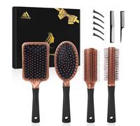 Flintronic 4PCS Cepillo Desenredante para Todo Tipo de Cabello, Cepillo Térmico Redondo, cepillo Detangler Antienredos y Antirotura, cepillo de Peinado para Hombres y Mujeres