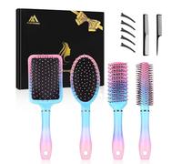 Flintronic 4PCS Cepillo Desenredante para Todo Tipo de Cabello, Cepillo Térmico Redondo, cepillo Detangler Antienredos y Antirotura, cepillo de Peinado para Hombres y Mujeres