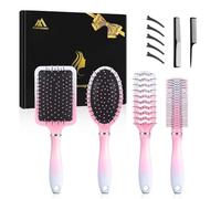 Flintronic 4PCS Cepillo Desenredante para Todo Tipo de Cabello, Cepillo Térmico Redondo, cepillo Detangler Antienredos y Antirotura, cepillo de Peinado para Hombres y Mujeres