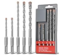 Flintronic 5 PCS Juego de Brocas SDS Plus, 5/6 x 115 mm+6/8/10 x 165mm Brocas SDS Plus Hormigon, con 4 Cortes de Metal Duro y Doble Hélice, para Taladrar en Hormigón, Ladrillos, Cemento, Mampostería