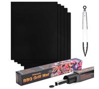 Flintronic 5PCS Protector Horno Interior, 40 * 50cm Alfombrilla para BBQ, Protector Horno Antiadherente, Con Clip y Cepillo, para Parrilla a Gas, Parrilla de Carbón y Hor-no