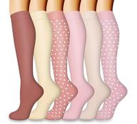 flintronic 6 Pares Calcetines de Compresion, Calcetines Compresion Running 15-20mmHg, Medias de compresion para Enfermera, Atletismo, Running, Ciclismo, Viajar 14-19in