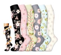 flintronic 6 Pares Calcetines de Compresion, Calcetines Compresion Running 15-20mmHg, Medias de compresion para Enfermera, Atletismo, Running, Ciclismo, Viajar 14-19in