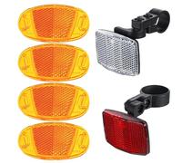 flintronic 6pcs Reflector de Bicicleta Delantero y Trasero, Soporte de Reflector de Rueda de Bicicleta, Reflectores de Ojos de Gato, Accesorios de Seguridad para Bicicleta de Carretera, MTB, E-Bike