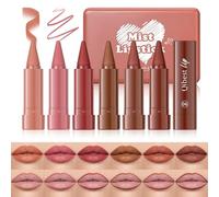 Flintronic 6Piezas Pintalabios Mate de Larga Duración, Lápiz de Labial 2 en 1 Mate y Delineador de Labios, Barras de Labios Lipstick Impermeable Kit, Sin Transferencia, Infaillible Matte Resistance