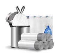 Flintronic 75PCS Bolsa de Basura, 45x50cm 10L Bolsas de Basura Resistentes Antigoteo, Resistentes Bolsas con Cinta de Cierre, para Residuos de Alimentos, Hogar, Jardín, Cocina, Oficina(Blanco)