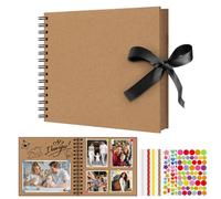 Flintronic 8ich Álbum De Fotos Scrapbook, Álbum de Recortes Espiral para Pegar y Escribir, DIY Scrapbooking para Boda Aniversario Bebé y Regalo de Cumpleaños (Marrón 40 Hojas)