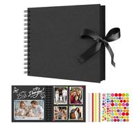 Flintronic 8ich Álbum De Fotos Scrapbook, Álbum de Recortes Espiral para Pegar y Escribir, DIY Scrapbooking para Boda Aniversario Bebé y Regalo de Cumpleaños (Negro 40 Hojas)