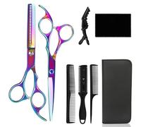 Flintronic 8PCS Tijeras Peluquería Profesional, 6.9'' Kit Tijeras Entresacar, Tijeras de Peluquero de Acero Inoxidable para Cortar el Pelo para Mujeres, Hombres y Niños, para Salón, Hogar, Mascota