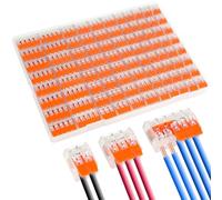 Flintronic 90 Piezas Conectores Eléctricos Cable, Conectores Eléctricos con Palanca, 1 en 2/3/5 fuera Conductor Compacto Cable Conector(45 * 2 puertos, 30 * 3 puertos y 15 * 5 puertos)