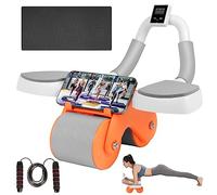 Flintronic Abdominal de Rebote Automático, Rodillo Abdominales con Temporizador Y Alfombrilla De Rodillas,con Soporte para el Codo Abdominales, para Casa Herramientas Multifunción Gimnasio (Naranja)