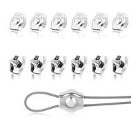 Flintronic Abrazadera de Cuerda de Alambre M4, 12 Piezas Abrazadera de Cable de Acero Inoxidable 304, Abrazadera de Cable de Cable Clip Símplex, para 4 mm Cable Aparejo, para la Fijación de Cables